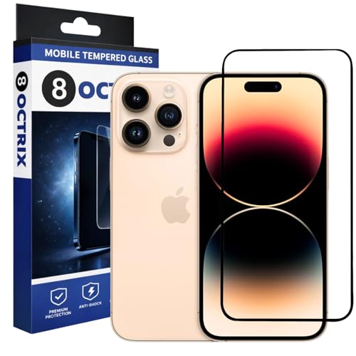 Image of Military-Grade Tempered Glass Screen Protector Compatible for iPhone 14 pro with Edge to Edge Coverage - Case Friendly, Anti-Scratch & Bubble-Free Installation Kit (Pack Of 1)