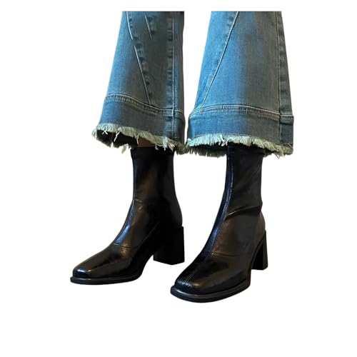 [Snughom] �ʋ΃V���[�g�u�[�c �É��\�[�� �I�t�B�X�Ή� �X�g���b�`�f�� ���g���q�[��(6-8cm) �H�~�p �ۉ��C���i�[ �X�N�G�A�g�D ���r�f�U�C�� �����p�����O�u�[�c �u���E�� - �t���n - 4.5CM measurement_24_poin