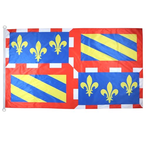 AZ FLAG - Drapeau Bourgogne Spécial Extérieur - 150x90 cm - Drapeau Bourguignon - France En Maille Bloquée Avec Anneaux Plastiques Intégrés - 170g