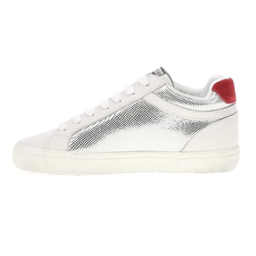 VINTAGE HAVANA Womens Bounce Metallic Lace Up Sneakers Shoes Casual - Red, Silver, White3