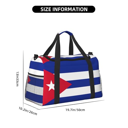 Cuban flag print Travel Duffle Bag Gym Bag for Women,Puffer Tote Bag,Weekender Overnight Bag Organizer4