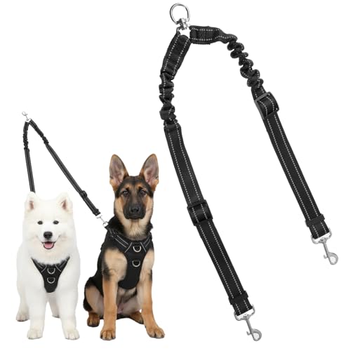 Hundeleine Doppelleine fur 2 Hunde Doppelte Hund Leine für 2 Hunde 360° Drehbarer Nylon Verstellbar Reflektierend Spazieren Leine Hundeleine Dog Leash Hundeleinen für kleine Hund