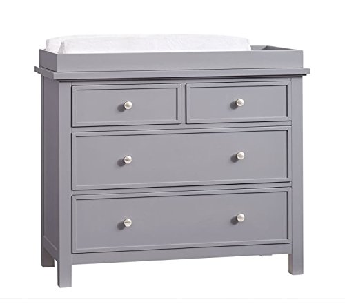 Image of APRODZ Mango Wood Norto Extra Wide Dresser & Topper Set with Topper Mattress Changing pad is Also Included- Grey Color