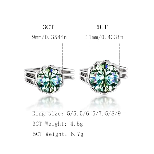 3/5 Carat Moissanite Women Engagement Rings, D Color VVS1 Clarity Aurora Green Moissanite, 925 Sterling Silver Plated 18K White Gold Proposal Ring with Certificate4