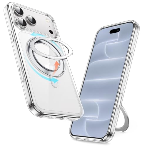 JETech 360 Grad Drehbare Ringständer Hülle für iPhone 18 Pro Max, Klar