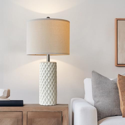 USumkky 26" Tall Table Lamp for Living Room -Vintage White Lamps Set of 2 Modern Ceramic Lamps for Night Stands, Bedside Lamp for End Tables, Nightstand Lamps for Bedroom - Image 5
