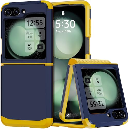 Annymall Samsung Galaxy Z Flip 5 Case with Hinge Protection, Heavy Duty Shockproof Drop Proof Full Body Protective Bumper Phone Cover for Galaxy Z Flip 5 5G (2023) (Dark Blue)