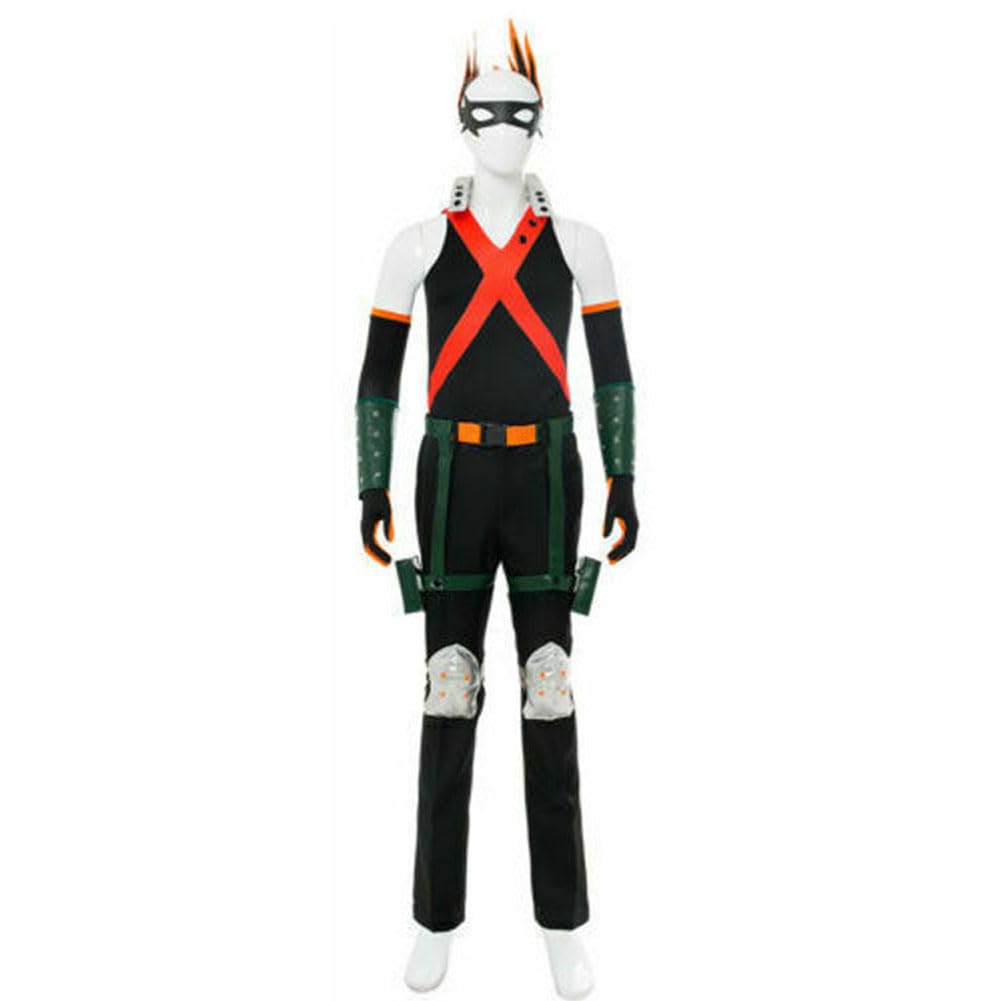 Zhongkaihua MHA - Disfraz de anime Bakugou Katsuki, conjunto completo de una sola pieza para Halloween, carnaval, fiesta, disfraz