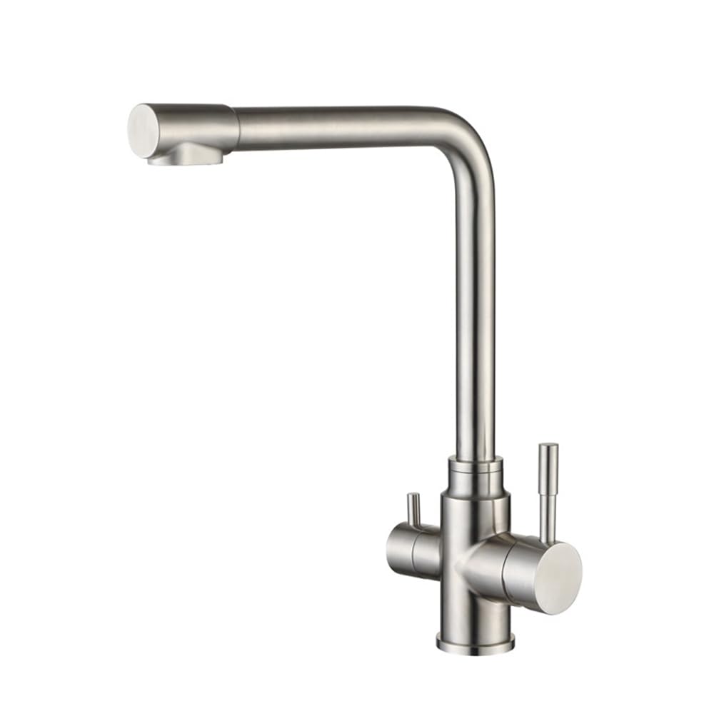 Robinet de cuisine 3 voies en acier inoxydable brossé durable et mitigeur évier élégant