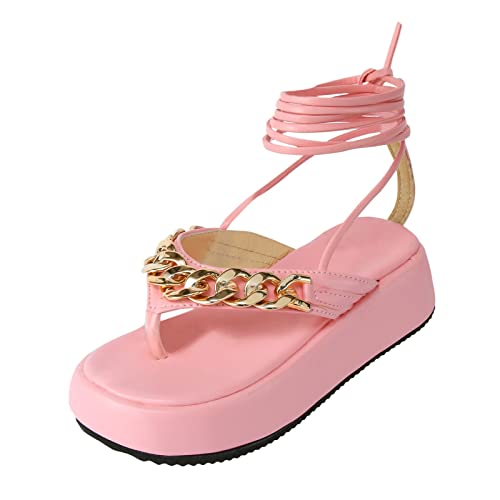 SHOBDW Mujer Sandalias Informales De Dedo Con Tira En El Tobillo Verano A La Gruesa Correa Tanga Estilo Sexy Cómodas Informales Fondo Para Zapatos 38 Sandalia Respetuoso Zapatillas Rosa 37
