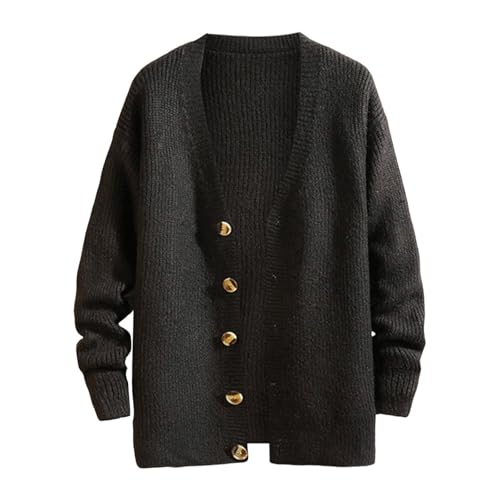 Chaqueta de punto hombre de corte estrecho con cuello en V y patrón trenzado elegante
