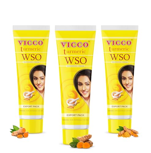 Vicco Turmeric WSO Face Moisturizer Cream 70 Year Legacy of Ayurveda, Hydrating with Natural Turmeric for Clear, Radiant Skin, Vegan, 100% Natural - 2.82 oz (3 Pack)