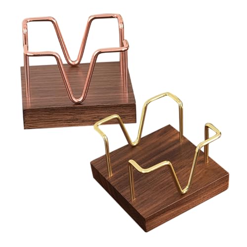 Housoutil 2pcs Wooden Note Pad Dispenser Elegant Hollow Frame Organizer for Office Study Home Decor Compact Memo Holder for Efficient Storage and Minimal Footprint