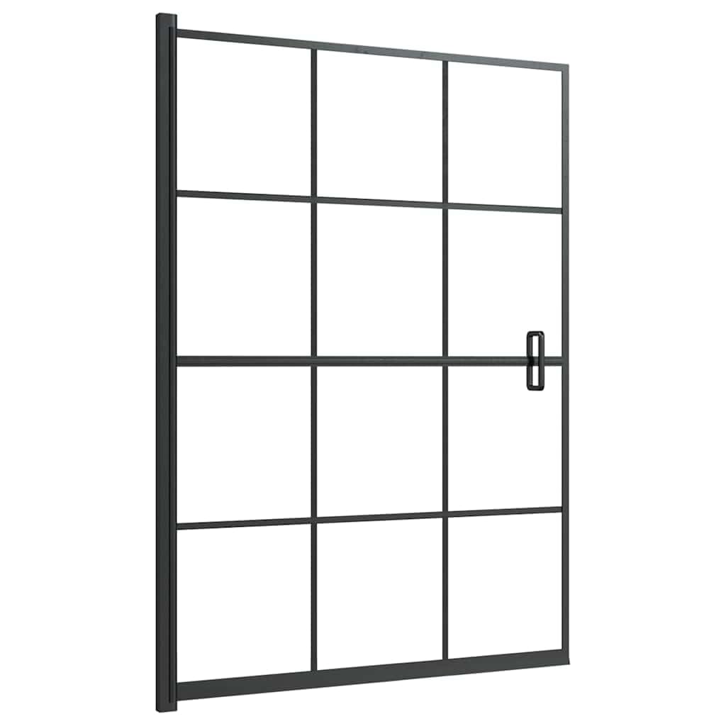 Pannello Box Doccia ESG 100x140 cm Nero Trasparente con Maniglia