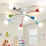 Aleslsop Colorful Chandelier, Modern Sputnik Chandelier, 8-Light Kids Light Fixture with Multi Color Rainbow Fun Lights for Kids Room Living/Dining Room Kitchen Hallway(E26)