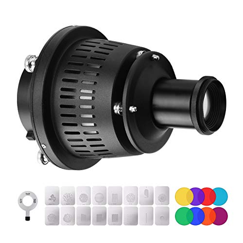 Andoer Cilindro Focalizzatore Ottico per Fascio di Luce per Fotografica Artistica Kit con Attacco Bowens 16 Schede Grafiche e 8 Filtri Colorati per Moda Bellezza Ritratti Registi Focalizzabile