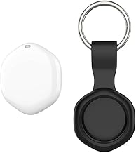 Smart Air Tracker Tag with Waterproof Case, Locator Works with Apple Search (iOS Only), Replaceable Battery, Bluetooth Key Finder for Bags, Luggage, Pets and Backpack, 1 Black