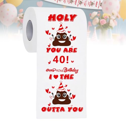 GIONAR 40th Birthday Toilet Roll, 40th Birthday Gifts for Men/Women, Poop-Inspired Toilet Paper Rolls - HOLY You are 40! Prank Funny 40th Birthday Gifts, Funny Toilet Paper(3 Layers 17m Long)