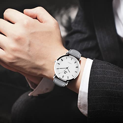 TStrap Leather Watch Straps 20mm - Soft Black Quick Release Watch Bracelet - Smart Watch Strap for Men Women Replacement – 14mm 16mm 18mm 19mm 20mm 21mm 22mm 23mm 24mm, Grey Strap/Black Clasp, 20mm