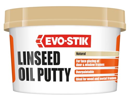 EVO-STIK Linseed Oil Putty for Traditional Glazing, Overpaintable Glazing Putty for Wood & Metal Window Frames, 1kg Natural