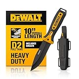 DEWALT D2 Steel Fixed Blade Knife – Full Tang EDC Utility Knife with Sheath, Heavy-Duty Work Tool