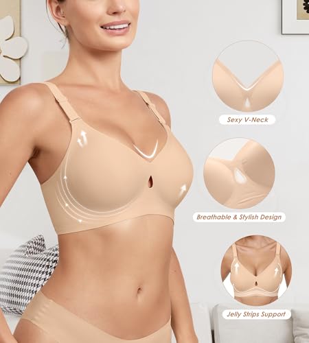 DEANGELMON Bras for Women No Underwire Wireless Push Up Bras - Seamless Full Coverage Bralettes Comfortable Everyday Bra2