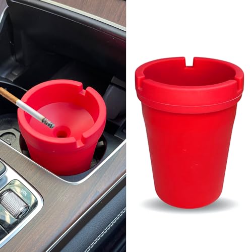 Image of BEYPOVK Car Ashtray with Lid, Smokeless Ashtrays for Car Cup Holder Smell Proof, Automotive Interior Accessories Portable Cigarette Ash Tray for Indoor Home Office Outdoor Car Truck SUV (Red)