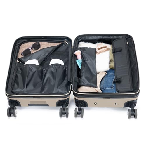 Image of Kenneth Cole REACTION Women's Madison Square Hardside Chevron Expandable Luggage, Taupe, 20-Inch Carry On, Kenneth Cole Reaction Women's Madison Square Hardside Chevron Expandable Luggage