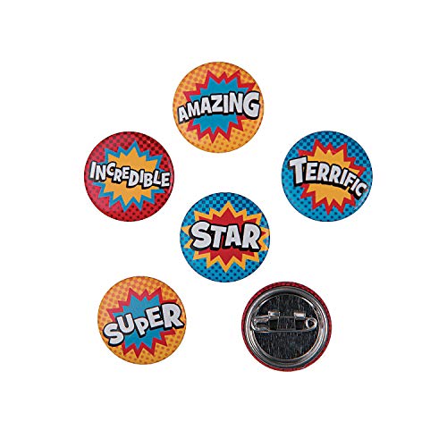 Fun Express Superhero Mini Buttons - VBS Vacation Bible School Supplies/Decor- Educational and Learning Activities for Kids - 48 Pieces