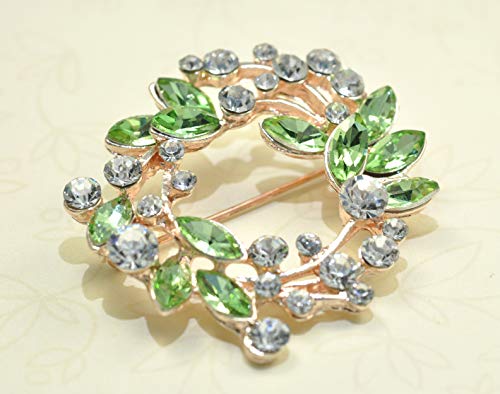 Image of Gyn&Joy Clear Crystal Rhinestone Floral Wreath Pin Brooch BZ005