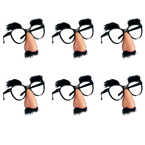 YUYWWAN 6 peças divertidas para sobrancelhas bigode nariz grande óculos, óculos para festas no Halloween, óculos de disguise cosplay acessórios para adultos e crianças para o Halloween aniversário