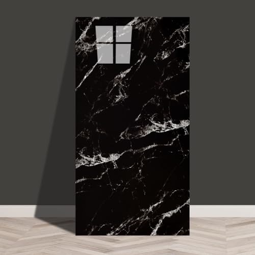 Haimin Wall Panels Peel and Stick 20 Pieces 23.6x11.8in (38.7 Sq. Ft. Coverage) Lightweight Backsplash Marble Look Tile（not Real Marble, Ideal for Kitchen Bathrooms Living Rooms Bedrooms (Black-JGH)