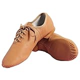 Este zapato de baile de jazz tiene cordones, lo que es conveniente para que el usuario ajuste la tensión de acuerdo con la forma del pie.