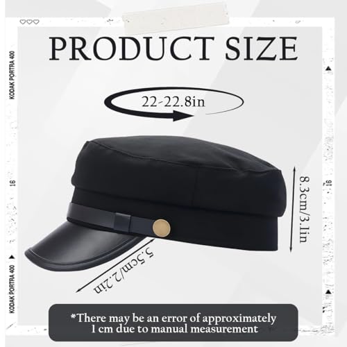 Ericotry Unisex Black Cotton Newsboy Cap Driver Hat for Men Women