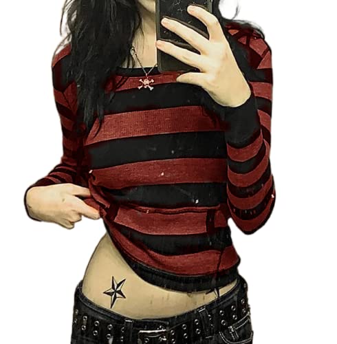 INSTANTFUNK☆Heart-print cropped long-sleeved T-shirt 41N3YzXjvwL.jpg