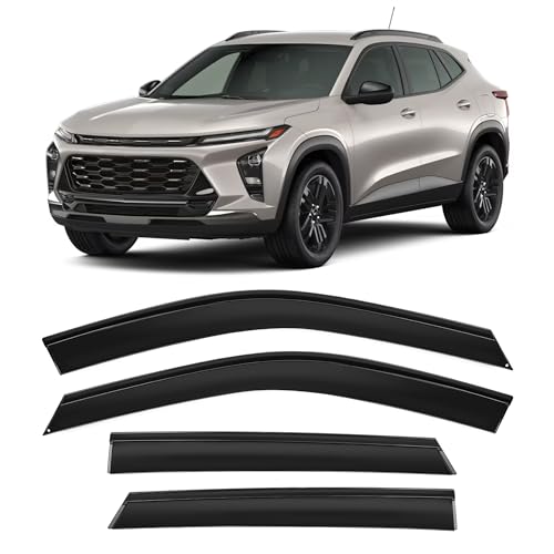 Image of Shatterproof Taped-On Window Deflectors for Chevy 2024-2026 Trax,Out-Channel Rain Guards, Window Visors for Cars, Vent Deflector, 4pcs