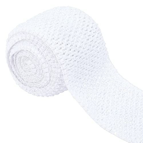 GORGECRAFT 5.5 Yards 4.41 Inch Wide Elastic Band White Stretch Polyester Fabric Ribbon Crochet Headband for Home DIY Sewing Crafts Garment Bow Stretch Knitting Hair Accessories