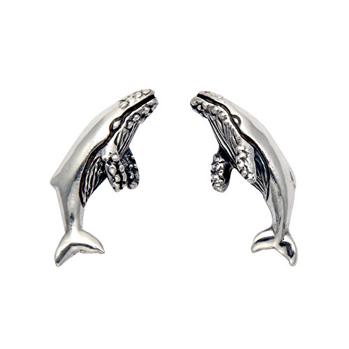 Sterling Silver Humpback Whale Stud Earrings