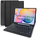 YUEJIDZ Tastatur Hülle für Samsung Galaxy Tab S6 Lite 10,4 Zoll 2022/2020(SM-P610/P615/P613/P619),Ultra dünn Abdeckung Schutzhülle mit Bluetooth QWERTZ Tastatur für Samsung Tab S6 Lite,Schwarz