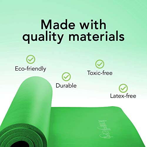 HemingWeigh Extra Thick High Density Exercise Yoga Mat with Carrying Strap for Exercise, Yoga and Pilates (Green 1/2 inch) - Thumbnail 4