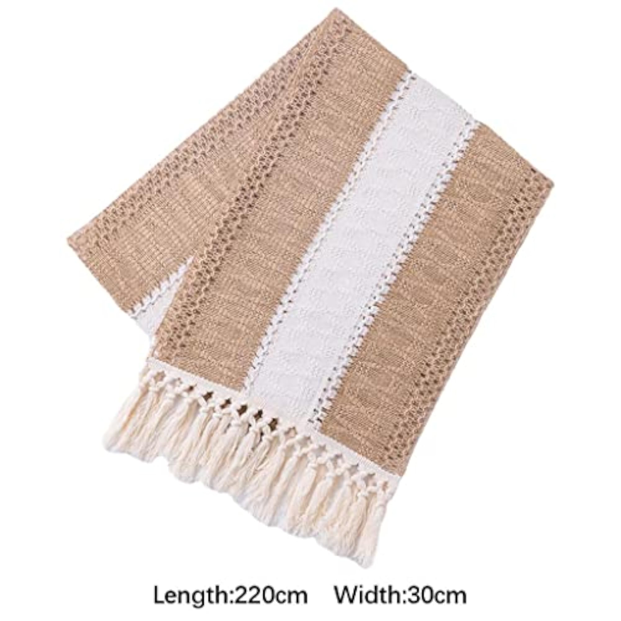 Macrame Table Runner with Hollow Tassels for Boho Party