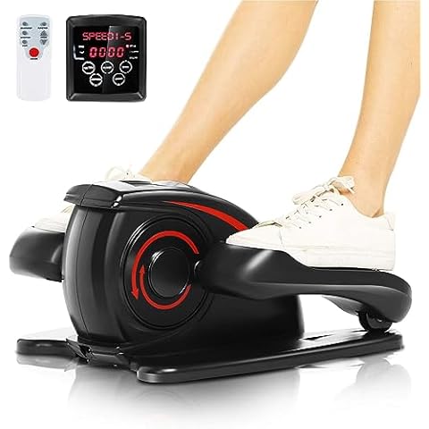 ANCHEER Under Desk Elliptical Machine, Ellipse Leg Exerciser for Seniors as Seen on TV Portable Leg Exerciser While Sitting with Massage Pedal/LCD Monitor/Remote Control(Black) Cover