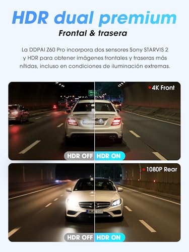 Dashcam 4K DDPAI Z60 Pro, dispositivo premium con doble cámara STARVIS 2 y sensor IMX678 6