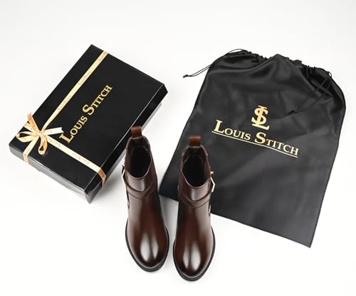 Image of LOUIS STITCH Women's High Ankle Boots| Elegant Buckle Slip-On Boots | Casual Slip-On Long Boots for Women | Casual & Formal Outings | LSLD-CLBT-LBB