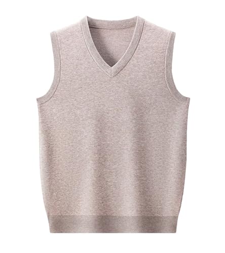 Men's Winter Wool Sleeveless Cashmere Vest Work Sweater Solid Color Knitted Vest Pullover