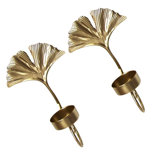 ABOOFAN Candelabro De Pared Hojas Doradas 2 Piezas Hierro Decoración Colgante para Hogar Salón Dormitorio