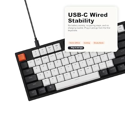 Keychron C1 Wired Mechanical Keyboard for Mac and Windows, 87-Key TKL USB-C Board, White Backlight, Gateron G Pro Brown Switch, Compact for Office, Typing and Light Gaming