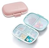 2 PCS Portable Pill Box - Compact Weekly Medication Organizer Daily Small Pills Storage Case Travel...