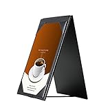 Leather Table Tent Leather Menu Holder Sign Display Black Menu Covers for Cafes Bars or Restaurant...