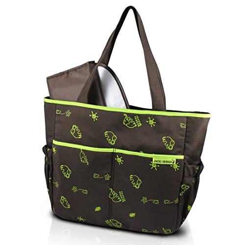BOLSA DE BEB&Ecirc; MATERNIDADE ESTAMPADA COM 4 BOLSINHOS E TROCADOR IMPERME&Aacute;VEL JACKI DESIGN MARROM...